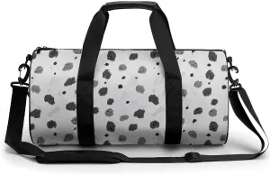 Gym Bag 17in for Men Women, Waterproof Foldable Sports Organizer, Durable Workout Travel Duffle Bag, Misty Gray Spots-140