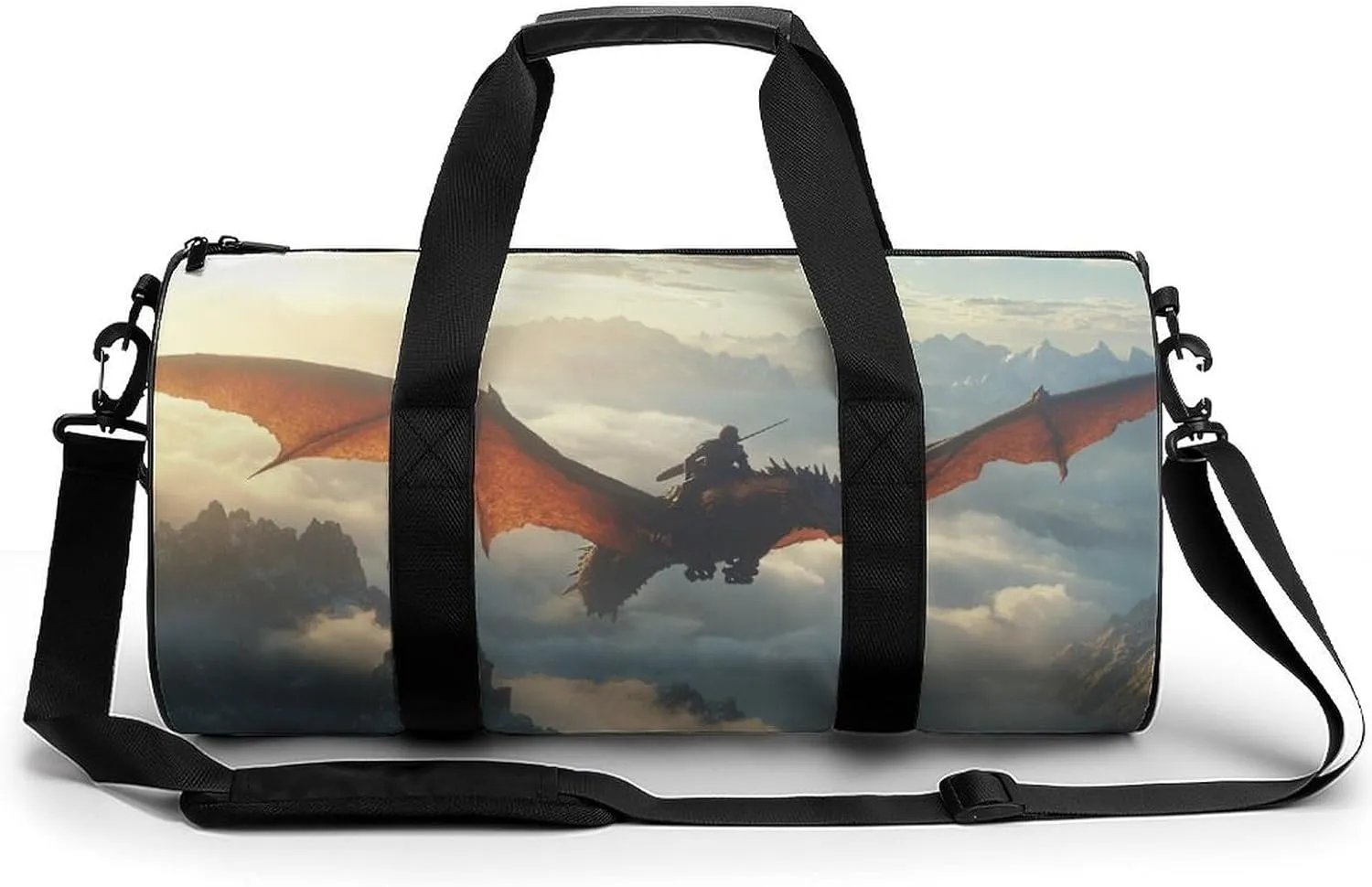 Gym Bag 17in for Men Women, Waterproof Foldable Sports Organizer, Durable Workout Travel Duffle Bag, Soaring Over Kingdoms-50