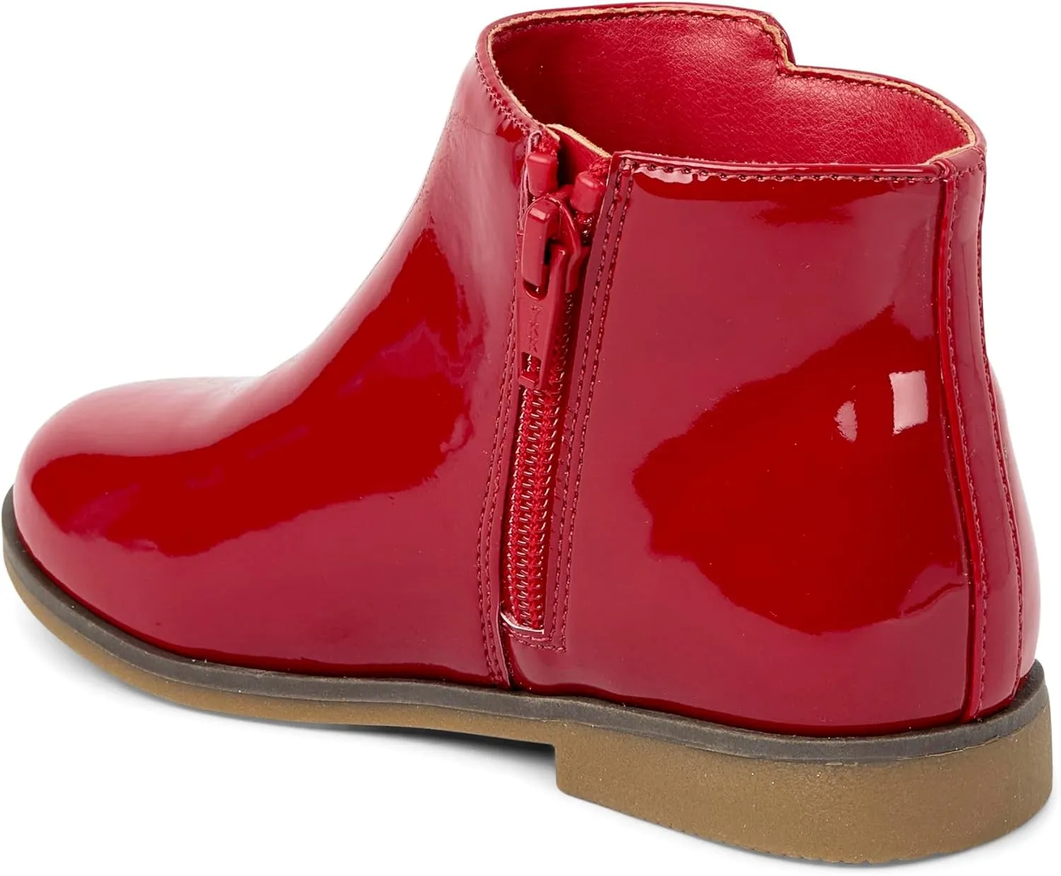 Gymboree Girl's Faux Leather Ankle Boot with Flat Sole and Closed Toe