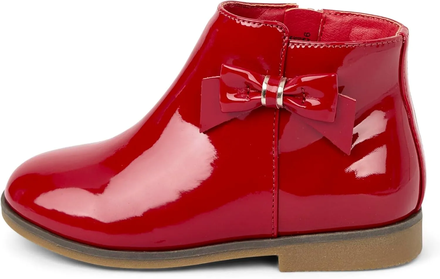 Gymboree Girl's Faux Leather Ankle Boot with Flat Sole and Closed Toe