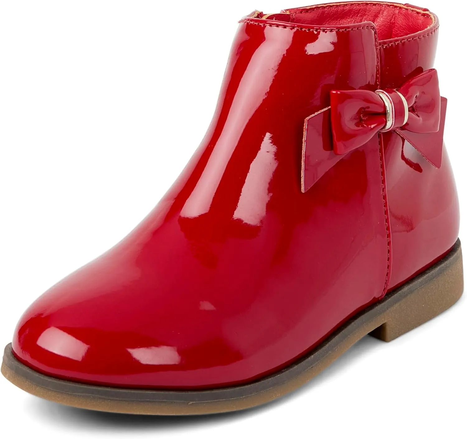 Gymboree Girl's Faux Leather Ankle Boot with Flat Sole and Closed Toe