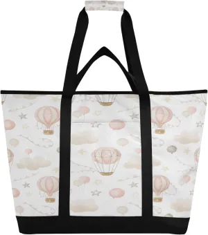 Hot Air Balloon Reusable Insulated Cooler Bag with Ice Pack Compartment - Large 47L Waterproof Thermal Grocery Tote for Picnic Beach Camping Lunch Storage