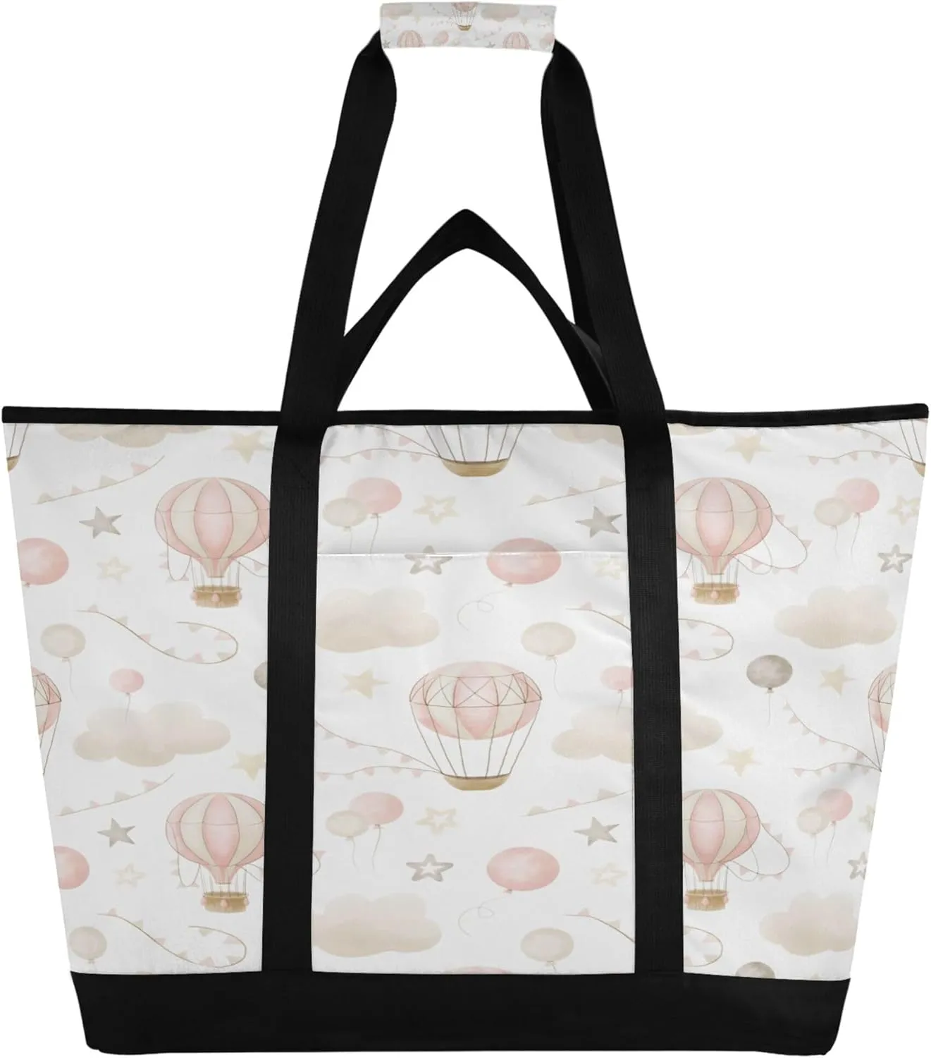 Hot Air Balloon Reusable Insulated Cooler Bag with Ice Pack Compartment - Large 47L Waterproof Thermal Grocery Tote for Picnic Beach Camping Lunch Storage
