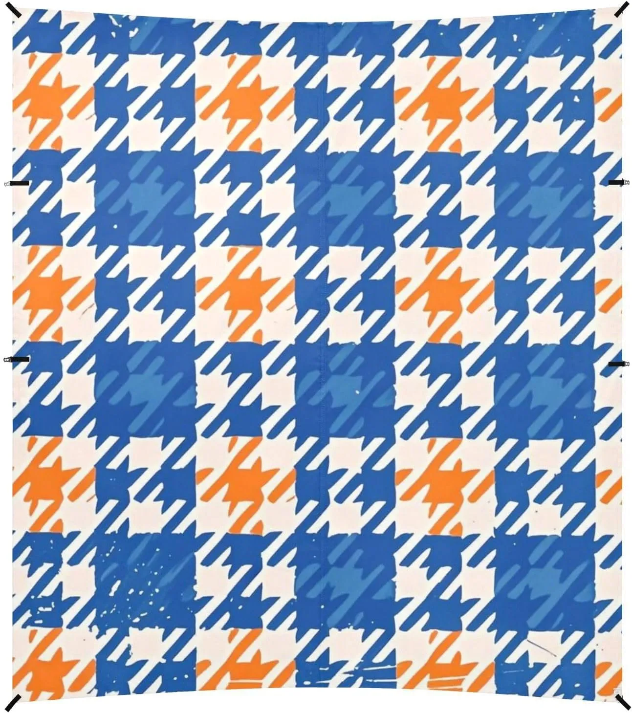 Houndstooth Orange Foldable Beach Tent UPF50  Protection Waterproof Sun Shade with Sandbags and Shovel for Camping, Picnics, Backyard