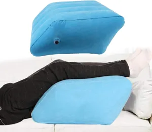 Inflatable Bed Wedge Pillow for Legs, Post-Surgery Swelling Foot, Knee, Ankle Elevation Stool for Bedridden Elderly (Blue, 20"x16"x10")