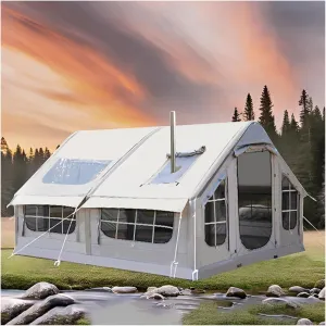 Inflatable Tents for Camping,Blow Up Tent, 4-Season Waterproof and Windproof Oxford Fabric Tent with Mesh Windows and Doors for 2-8 Persons