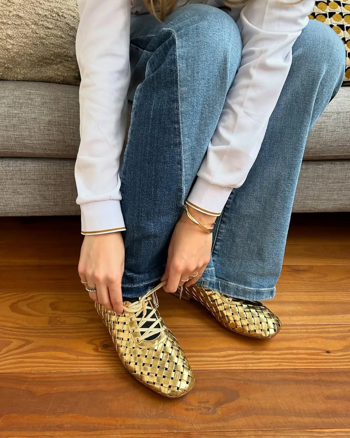 JW PEI Women's Kayla Weave Strap Flat Shoes