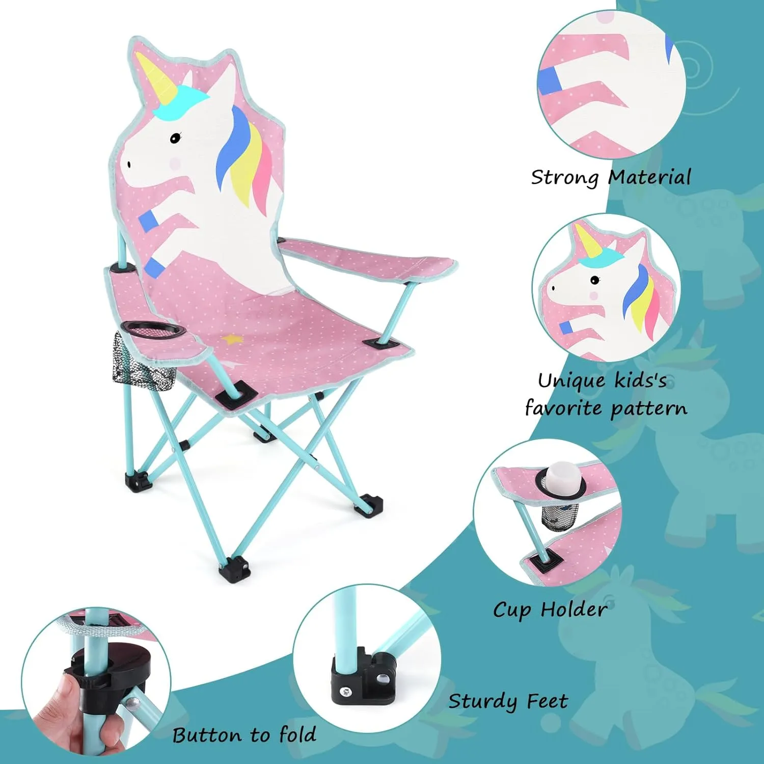 KABOER Kids Outdoor Folding Lawn and Camping Chair with Cup Holder and Carrying Bag, Children's Camping Chairs