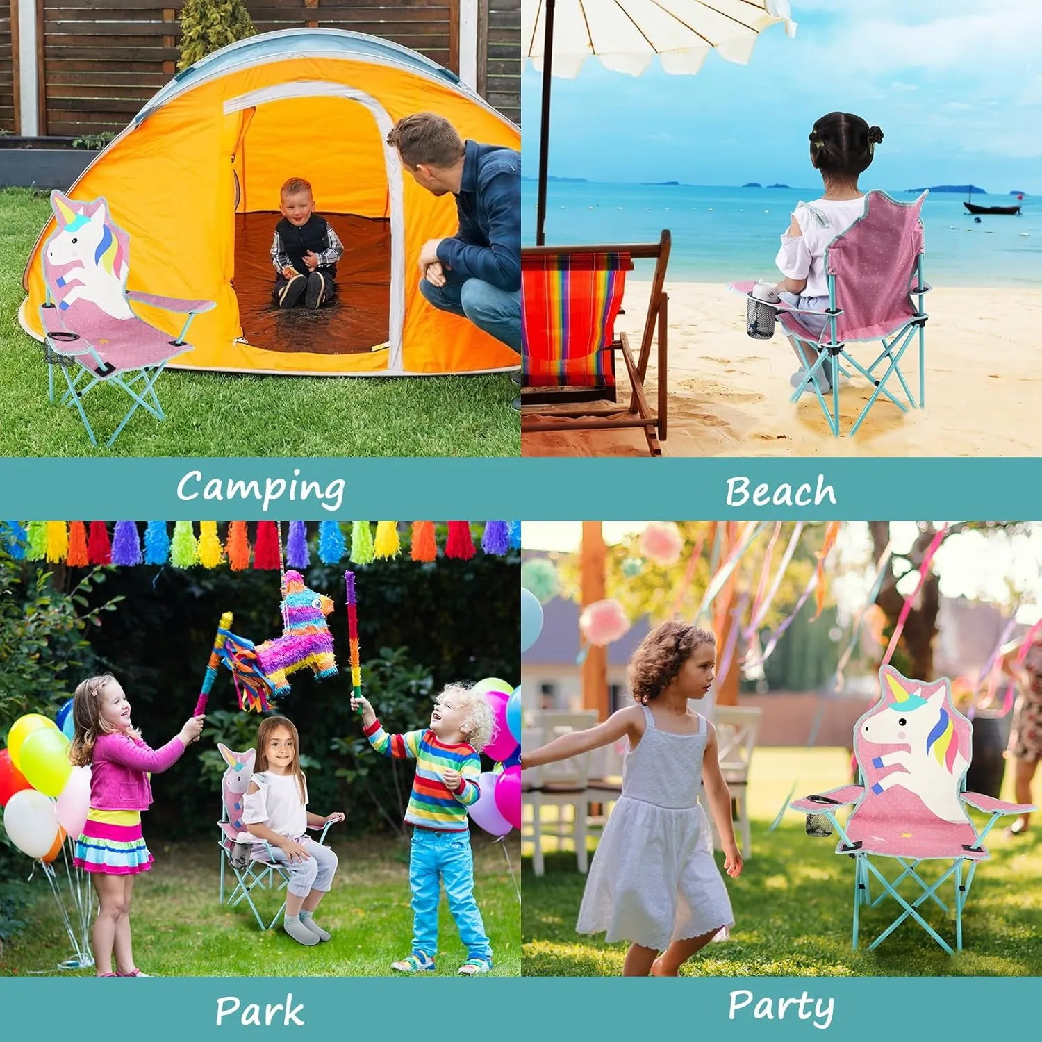 KABOER Kids Outdoor Folding Lawn and Camping Chair with Cup Holder and Carrying Bag, Children's Camping Chairs
