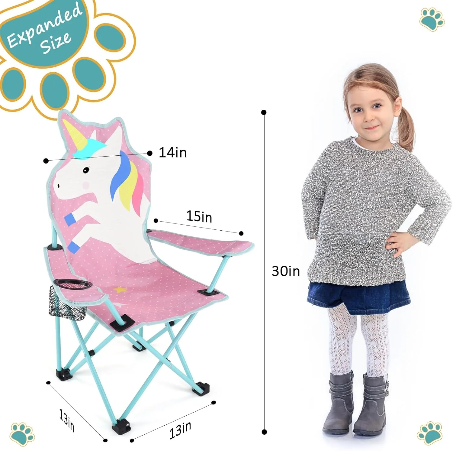 KABOER Kids Outdoor Folding Lawn and Camping Chair with Cup Holder and Carrying Bag, Children's Camping Chairs