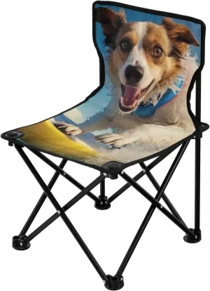 Kigai Folding Camping Chair Heavy Duty Chair Ultralight Compact Portable Beach Chair for Outdoor Camp, Hiking, Travel, Beach, Sporting Event and Picnic, Surfer Dog