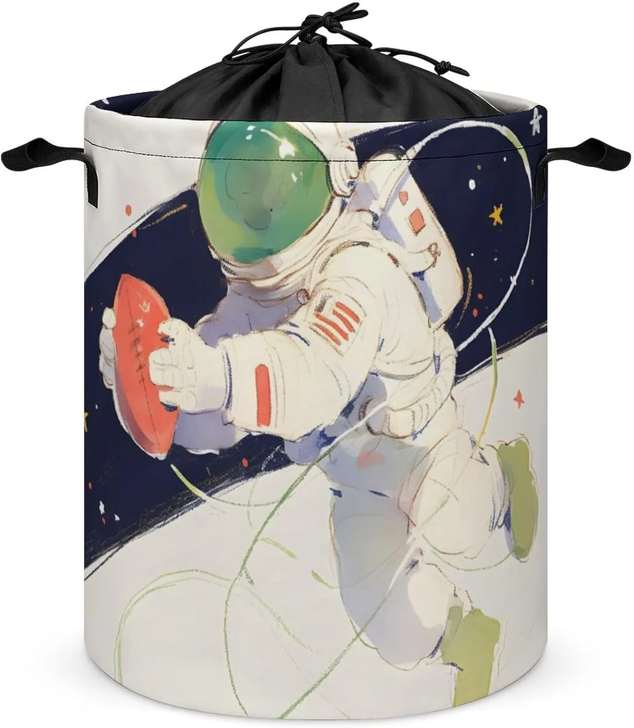 Laundry Hampers, Large Drawstring Laundry Bag, Removable Laundry Bags, Collapsible Storage Bin with Handles for Home Organization, Kids Room, Nursery Astronaut