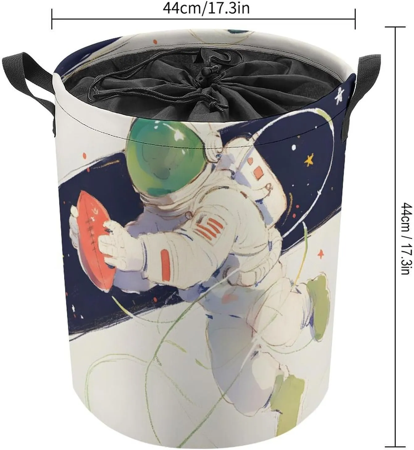 Laundry Hampers, Large Drawstring Laundry Bag, Removable Laundry Bags, Collapsible Storage Bin with Handles for Home Organization, Kids Room, Nursery Astronaut