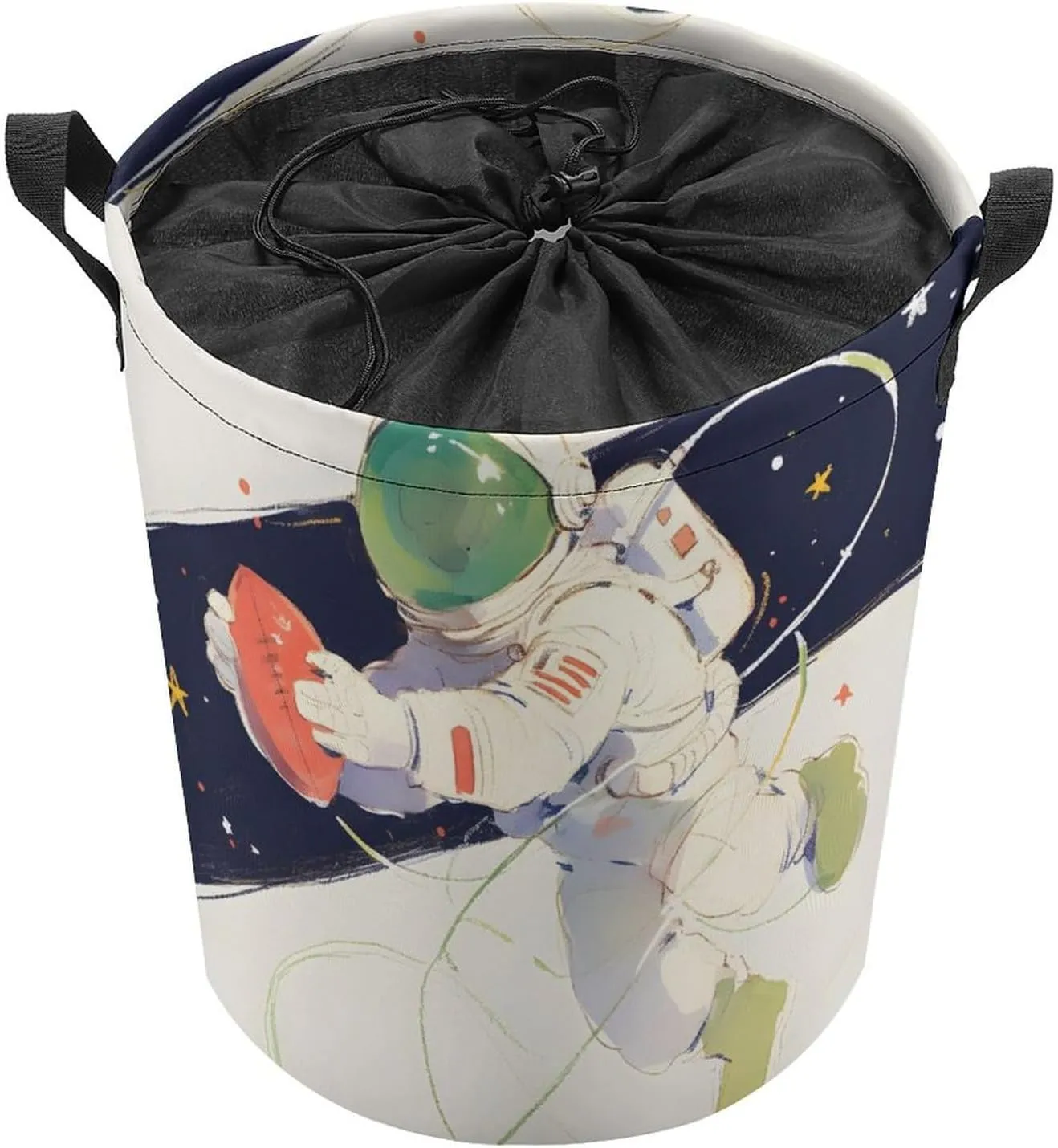 Laundry Hampers, Large Drawstring Laundry Bag, Removable Laundry Bags, Collapsible Storage Bin with Handles for Home Organization, Kids Room, Nursery Astronaut