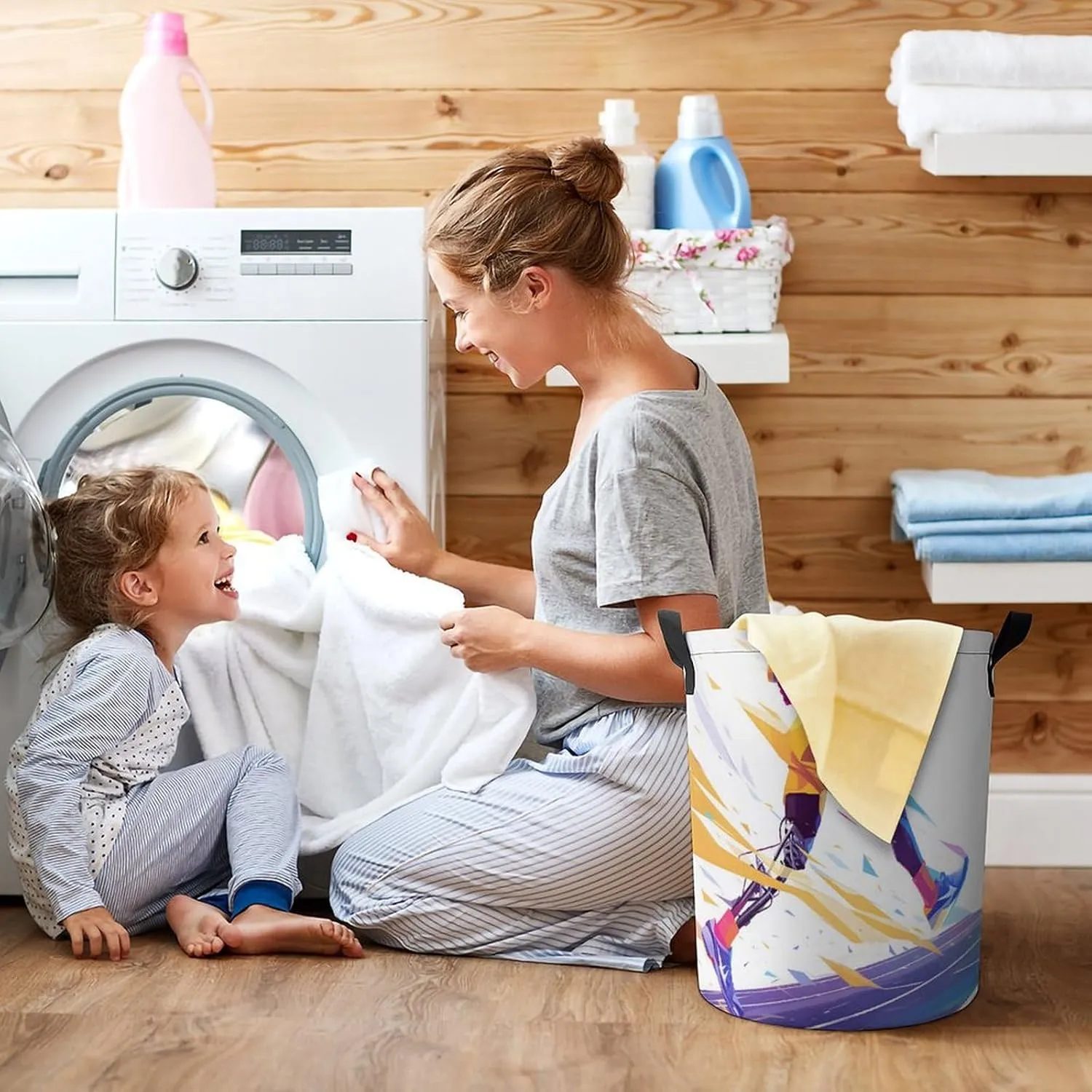 Laundry Hampers, Large Drawstring Laundry Bag, Removable Laundry Bags, Collapsible Storage Bin with Handles for Home Organization, Kids Room, Nursery Athletic Shoe