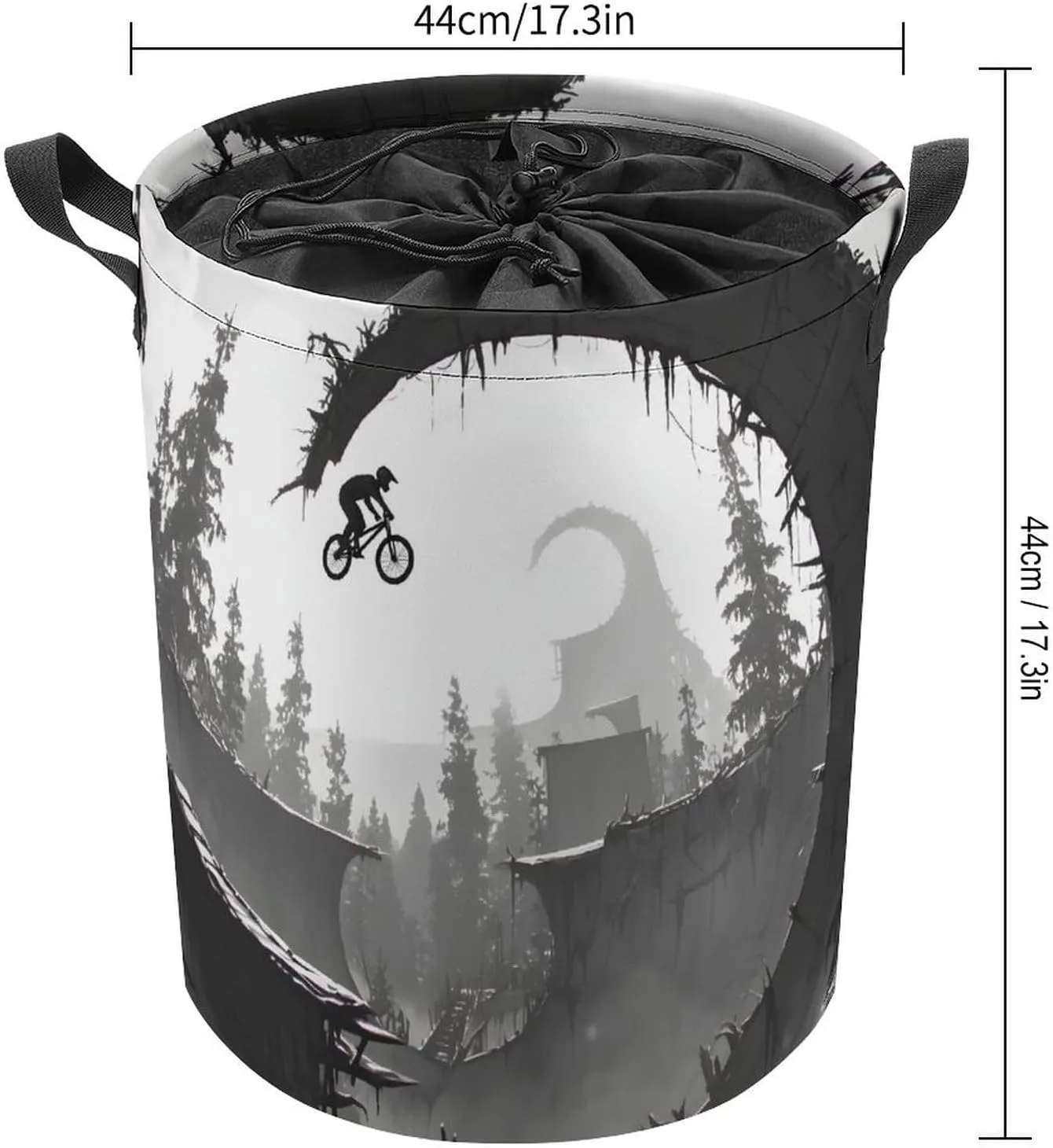Laundry Hampers, Large Drawstring Laundry Bag, Removable Laundry Bags, Collapsible Storage Bin with Handles for Home Organization, Kids Room, Nursery Black