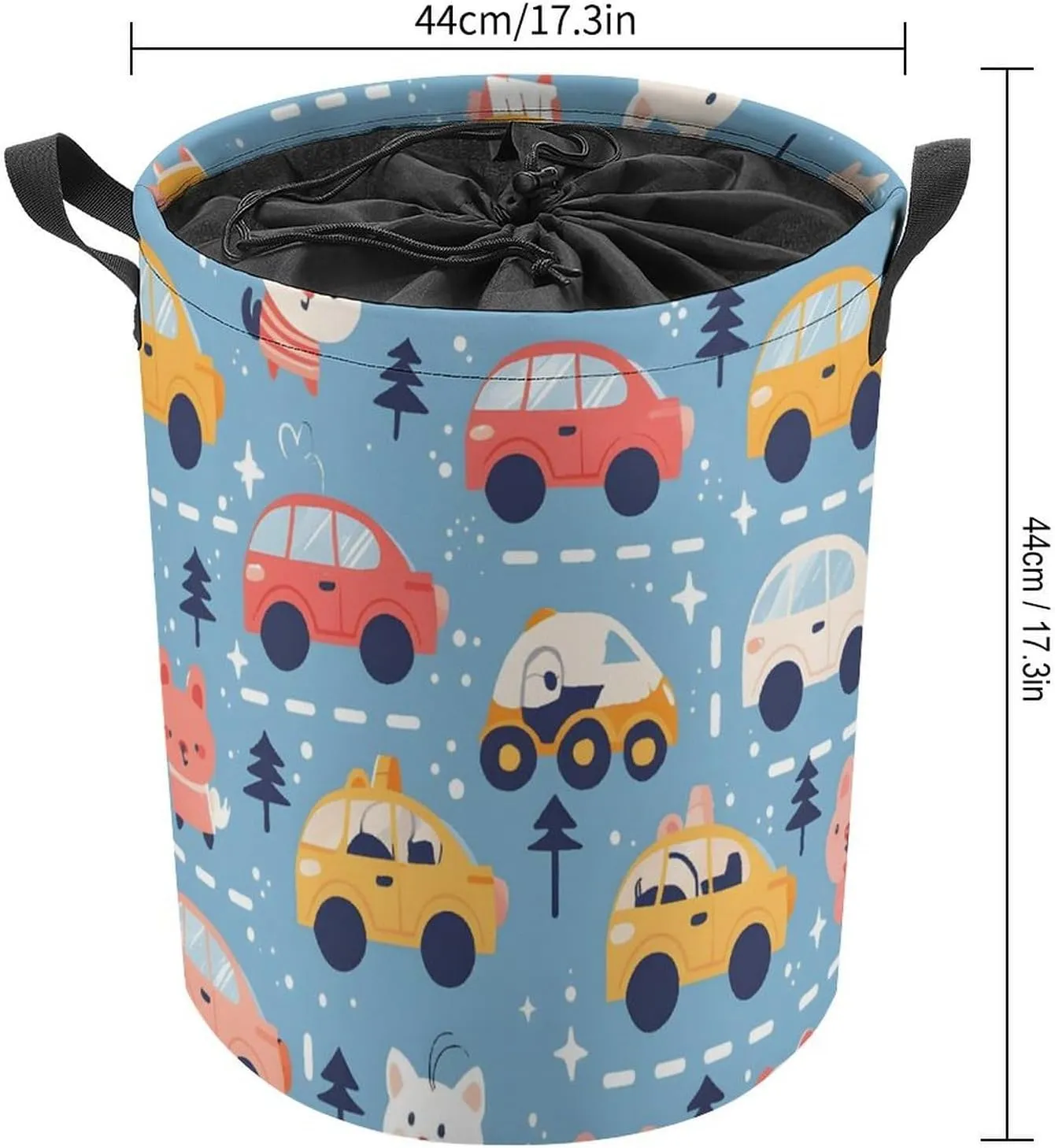 Laundry Hampers, Large Drawstring Laundry Bag, Removable Laundry Bags, Collapsible Storage Bin with Handles for Home Organization, Kids Room, Nursery Blue