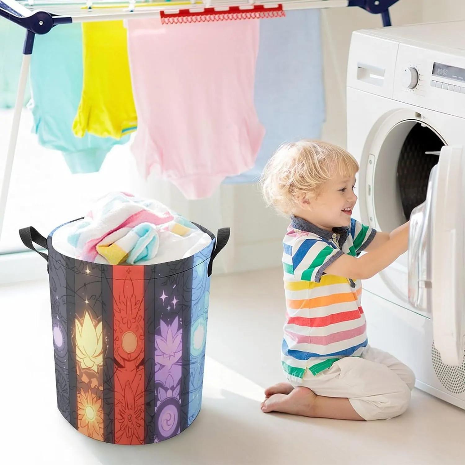 Laundry Hampers, Large Drawstring Laundry Bag, Removable Laundry Bags, Collapsible Storage Bin with Handles for Home Organization, Kids Room, Nursery Building