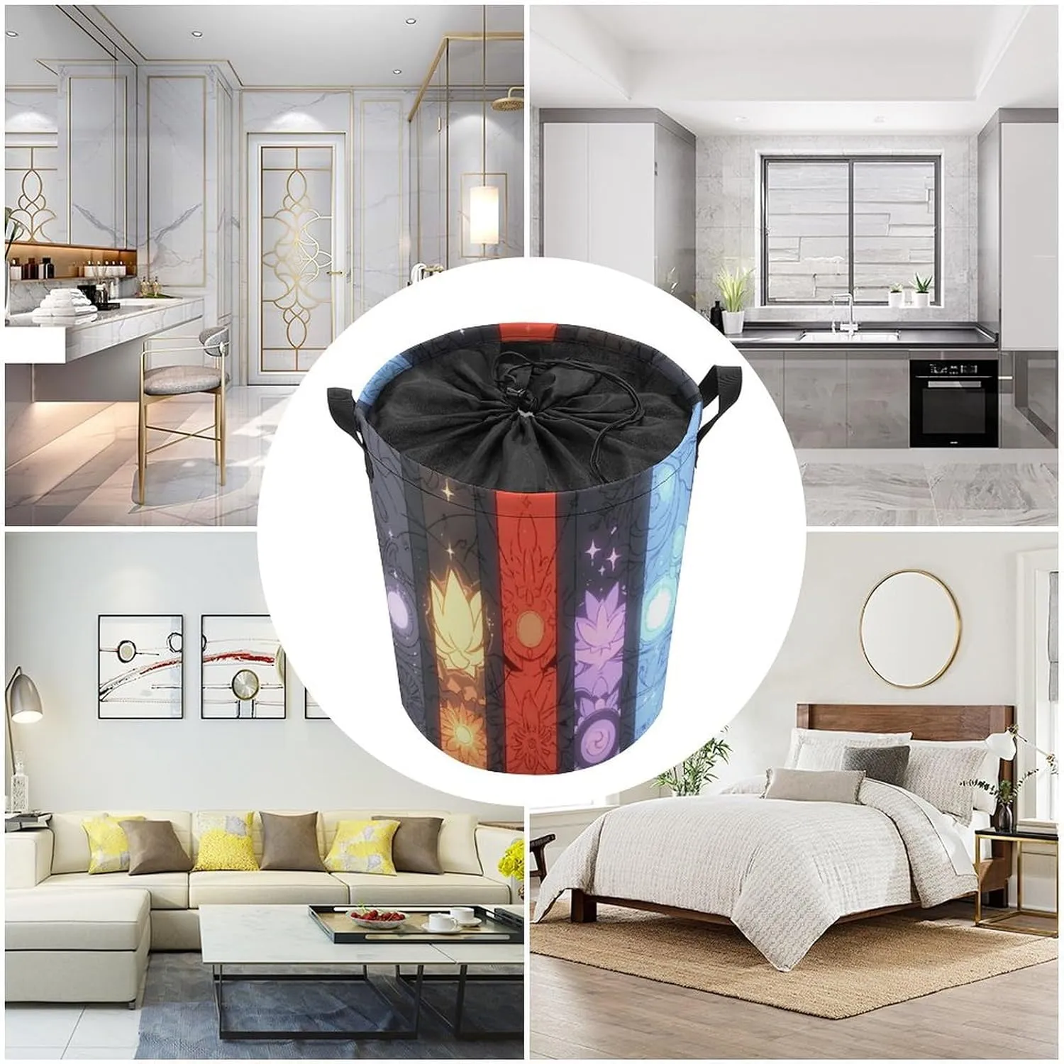 Laundry Hampers, Large Drawstring Laundry Bag, Removable Laundry Bags, Collapsible Storage Bin with Handles for Home Organization, Kids Room, Nursery Building