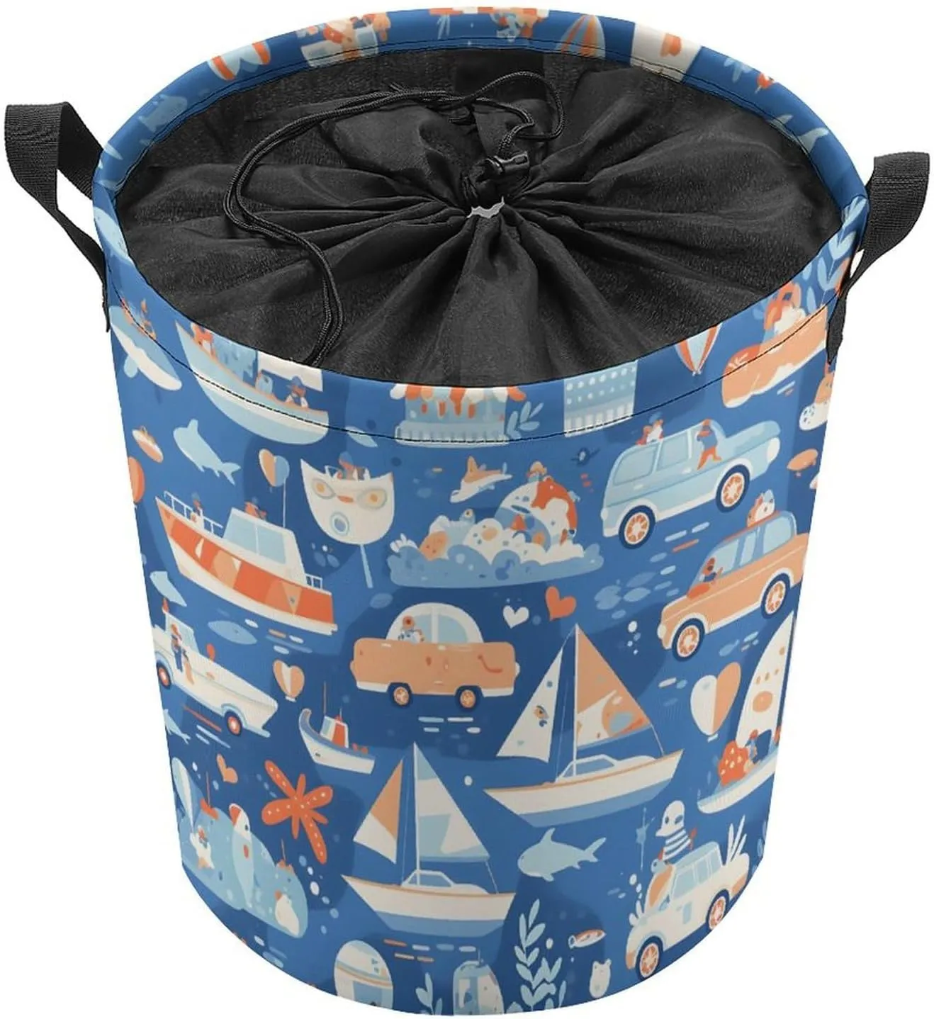 Laundry Hampers, Large Drawstring Laundry Bag, Removable Laundry Bags, Collapsible Storage Bin with Handles for Home Organization, Kids Room, Nursery Electric Blue
