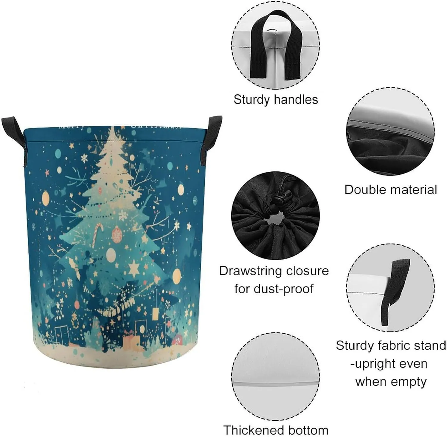 Laundry Hampers, Large Drawstring Laundry Bag, Removable Laundry Bags, Collapsible Storage Bin with Handles for Home Organization, Kids Room, Nursery Evergreen