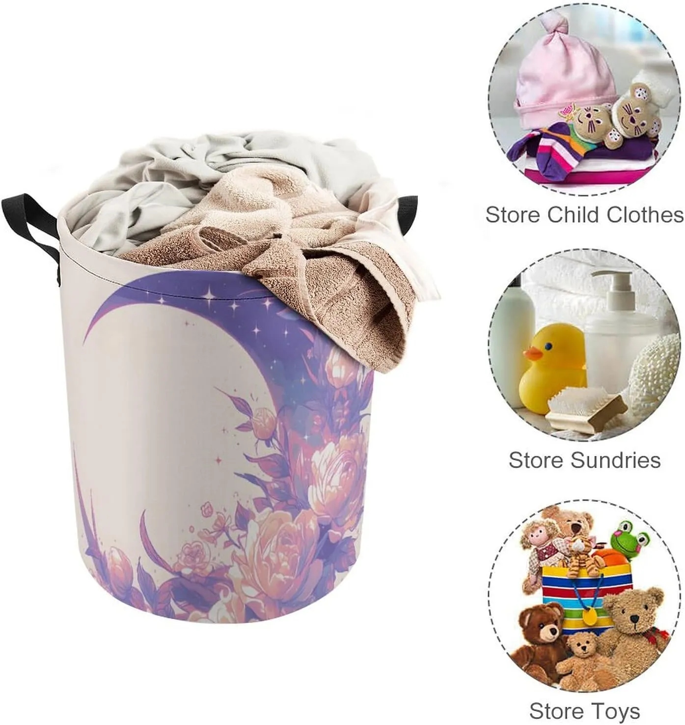 Laundry Hampers, Large Drawstring Laundry Bag, Removable Laundry Bags, Collapsible Storage Bin with Handles for Home Organization, Kids Room, Nursery Plant