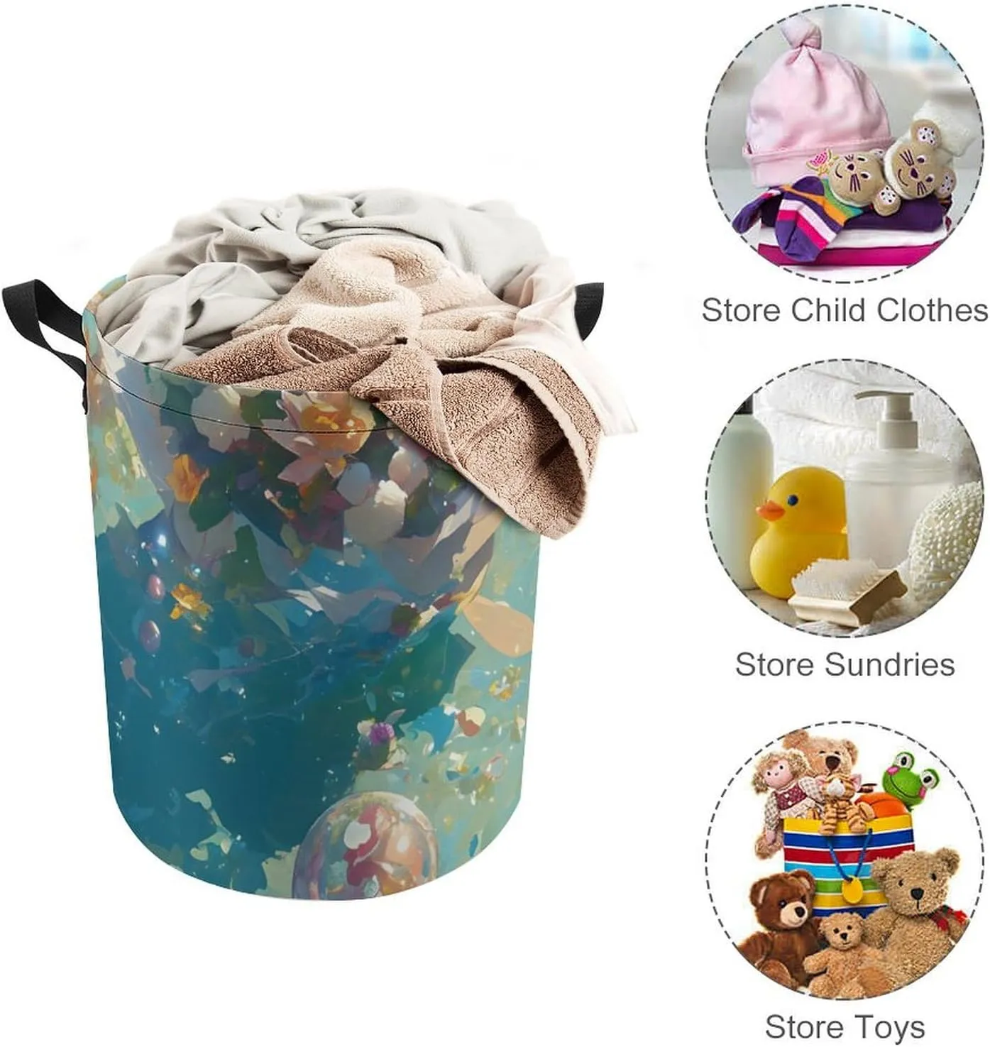 Laundry Hampers, Large Drawstring Laundry Bag, Removable Laundry Bags, Collapsible Storage Bin with Handles for Home Organization, Kids Room, Nursery Plant