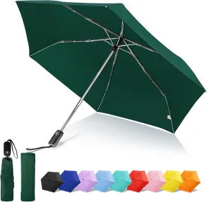 LEAGERA Compact Travel Umbrella for Purse - Flat Handle, Waterproof for Light Rain