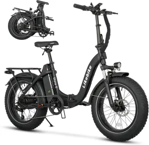 Likebike Folding Electric Bike for Adults with 500W Motor (Peak 720W),20" 4.0 Fat Tire Ebike,48V 13Ah Removable Battery UL 2849 Certified, Adults Electric Bicycles E-Bike,7-Speed and Front Suspension