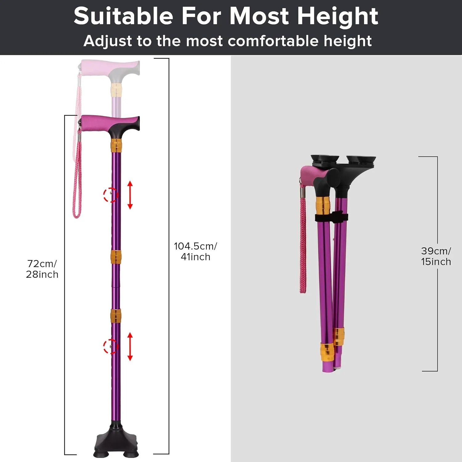 LIXIANG Walking Cane for Women for Stability Seniors Balance Folding Foldable Canes for Men Heavy Duty Adjustable Travel Collapsible Fashionable Fancy Decorative Unique Cool Cane
