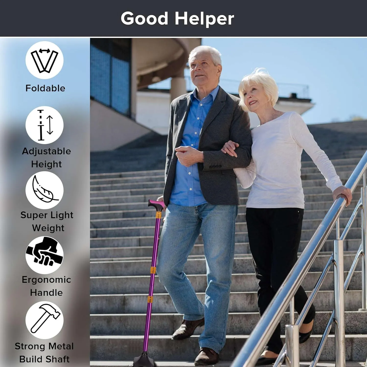 LIXIANG Walking Cane for Women for Stability Seniors Balance Folding Foldable Canes for Men Heavy Duty Adjustable Travel Collapsible Fashionable Fancy Decorative Unique Cool Cane