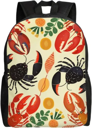 Lobster and Crab Pattern Laptop Backpack 15 Inch Work Travel Backpack School Bag for Men Women Black One Size