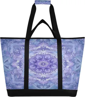 Mandala Reusable Insulated Cooler Bag with Ice Pack Compartment - Large 47L Waterproof Thermal Grocery Tote for Picnic Beach Camping Lunch Storage