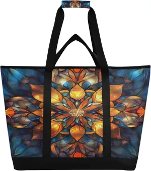 Mandala Reusable Insulated Cooler Bag with Ice Pack Compartment - Large 47L Waterproof Thermal Grocery Tote for Picnic Beach Camping Lunch Storage