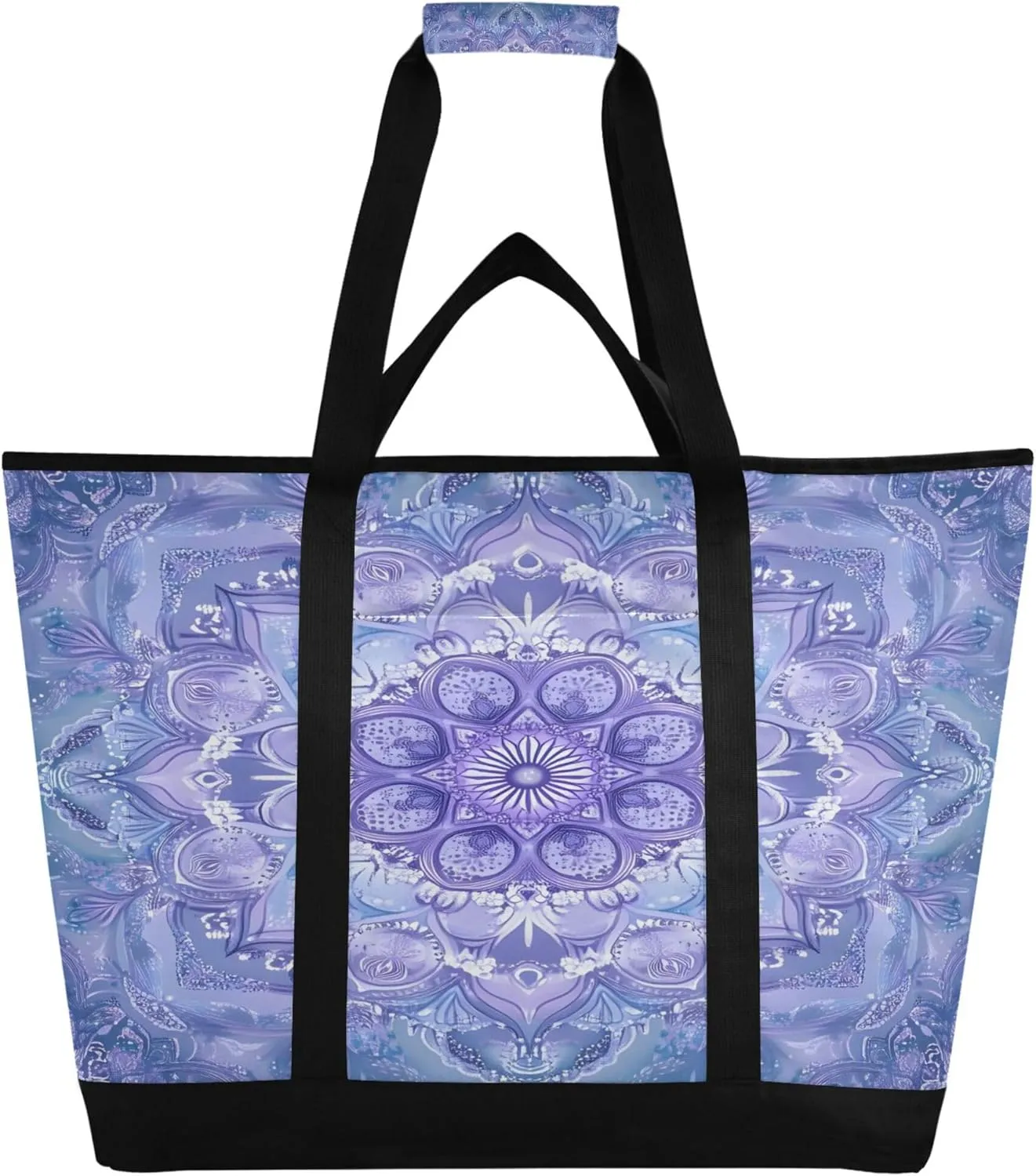 Mandala Reusable Insulated Cooler Bag with Ice Pack Compartment - Large 47L Waterproof Thermal Grocery Tote for Picnic Beach Camping Lunch Storage