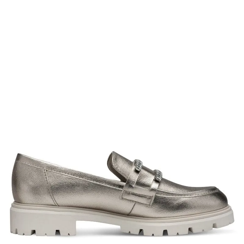 Marco Tozzi Womens Gold Platinum Loafer - 2-24701-44