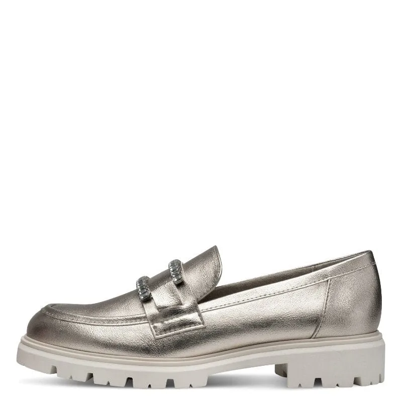 Marco Tozzi Womens Gold Platinum Loafer - 2-24701-44