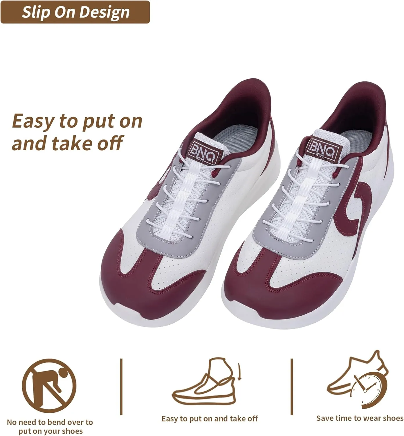MEHOTO Mens Wide Toe Box Shoes Walking Arch Support Sneakers Comfortable Tennis Slip On Casual Shoes for Swelling Bunion Plantar Fasciitis US 7-12