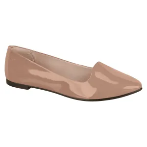 Moleca 5635-816 Pointy Toe Loafer Flat in Nude Patent