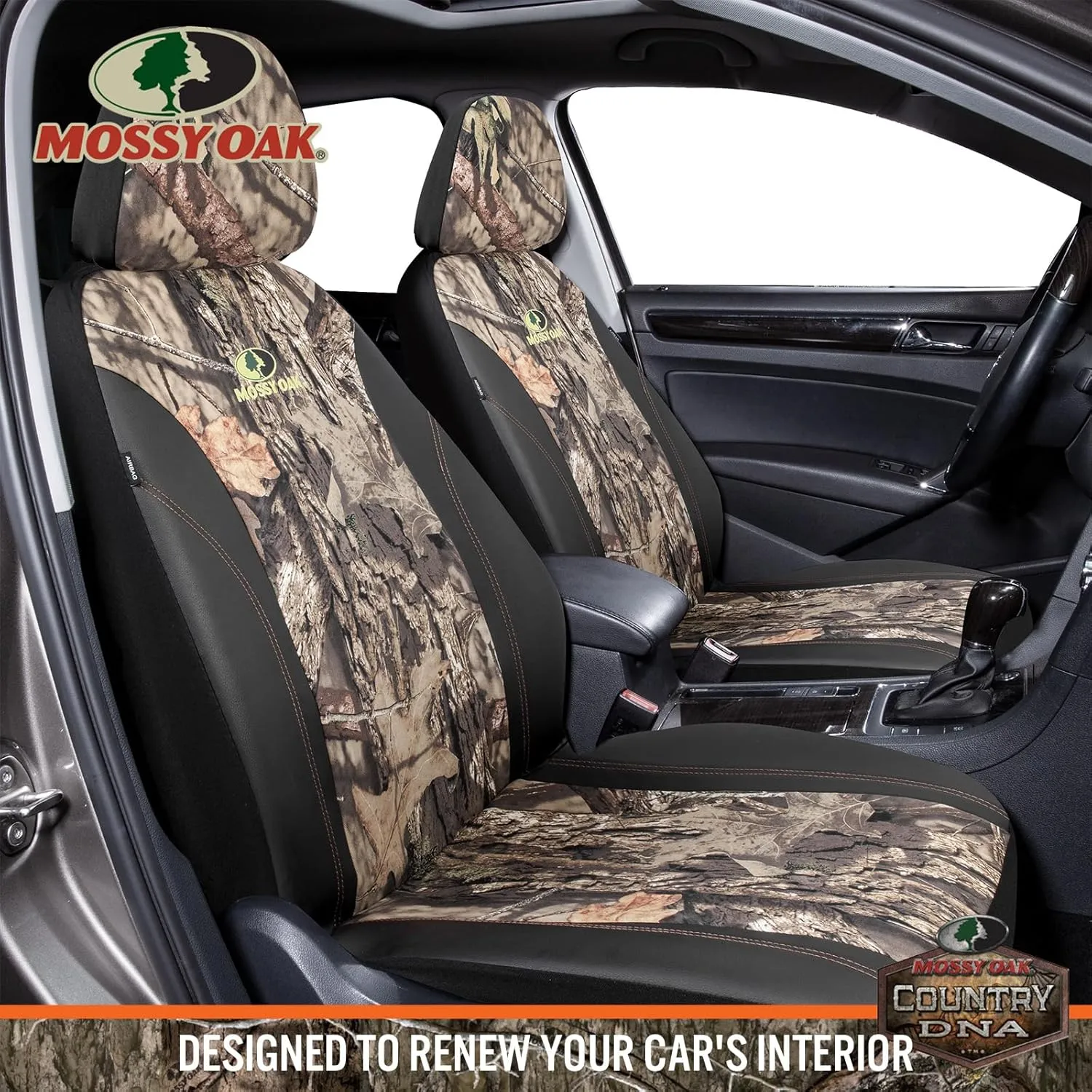 Mossy Oak Front Camo Seat Covers Low Back - Made with Premium PVC & Canvas Fabric, Airbag Compatible, Universial Fit Most Bucket Seats - Official Licensed Product