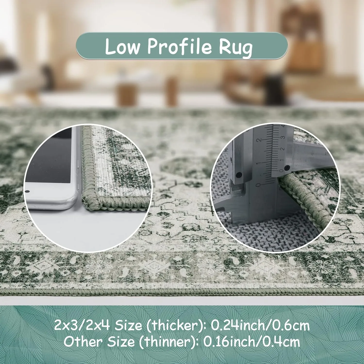 Moynesa Ultra-Thin Washable Area Rug - 3x5 Gray Entryway Rug Stain Resistance Kitchen Mat, Non Slip Non Shedding Pet Friendly Vintage Bathroom Carpet for Indoor Bedroom Living Laundry Room