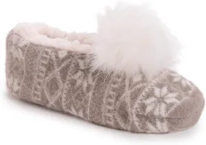 MUK LUKS Women's Pom Ballerina Slippers