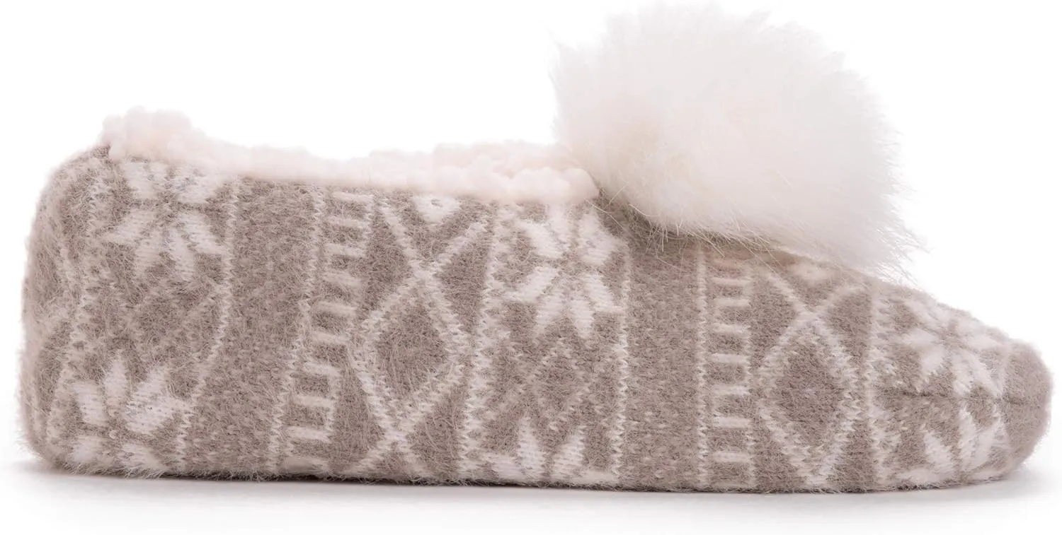 MUK LUKS Women's Pom Ballerina Slippers