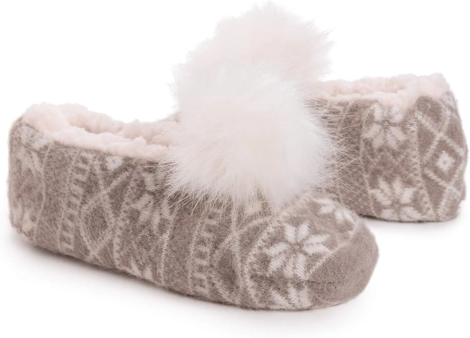 MUK LUKS Women's Pom Ballerina Slippers