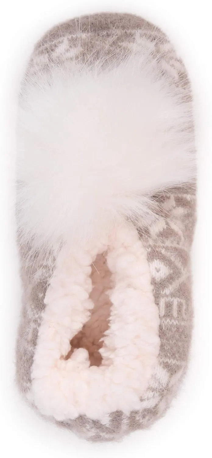 MUK LUKS Women's Pom Ballerina Slippers