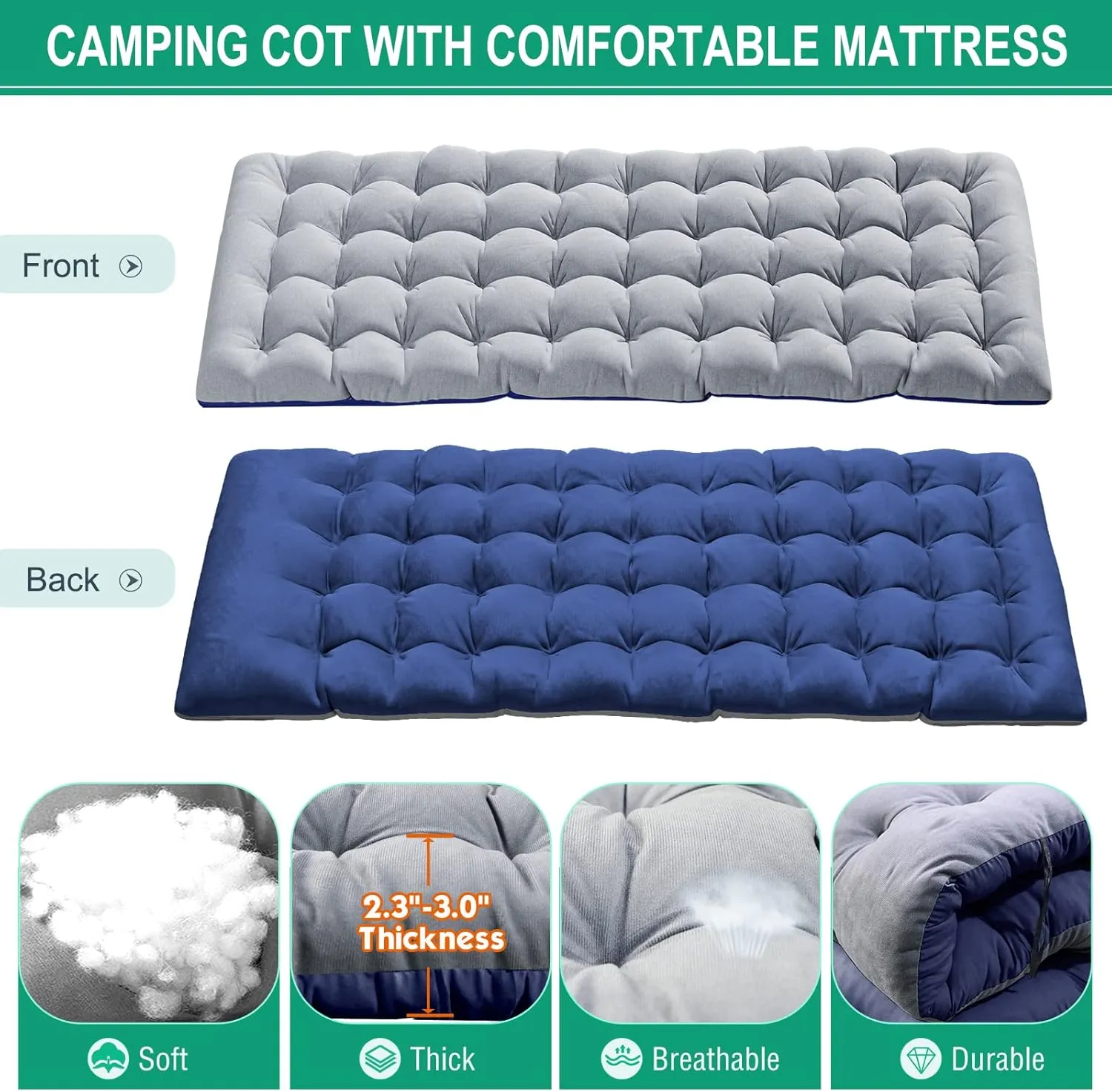 NAIZEA Folding Camping Cots,Adjustable 4-Gear Sleeping Cots for Adults,Foldable Cot Bed, Folding Chaise Lounge Chair,Portable Reclining Chair for Beach Lawn Camping Pool,Sunbathing Chairs