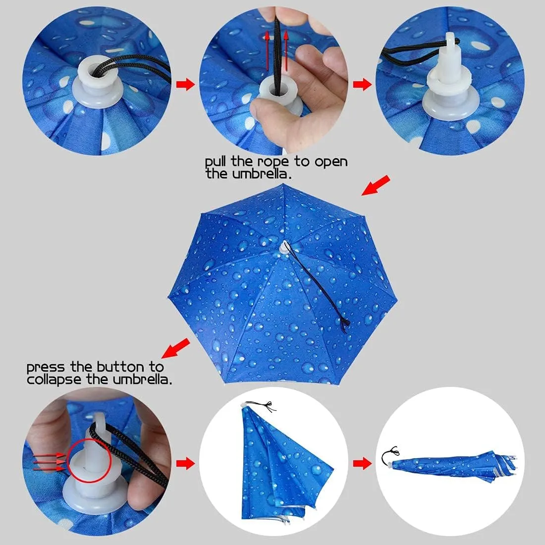 NEW-Vi Umbrella Hat Adult and Kids Folding Cap for Beach Fishing Golf Party Headwear