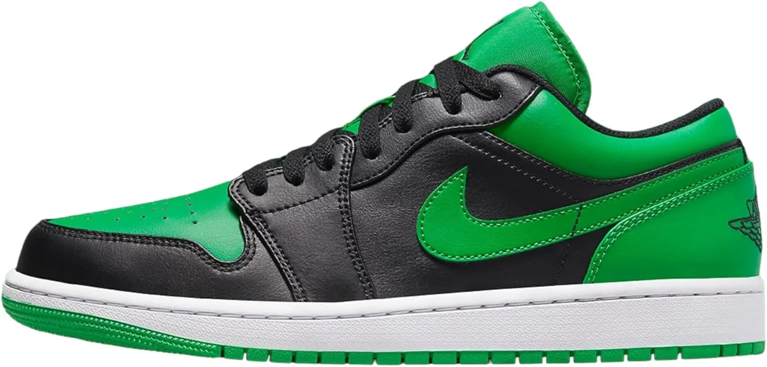 Nike Air Jordan 1 Low Men's Shoes Black/Black-Lucky Green-White 553558-065 13