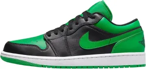 Nike Air Jordan 1 Low Men's Shoes Black/Black-Lucky Green-White 553558-065 13