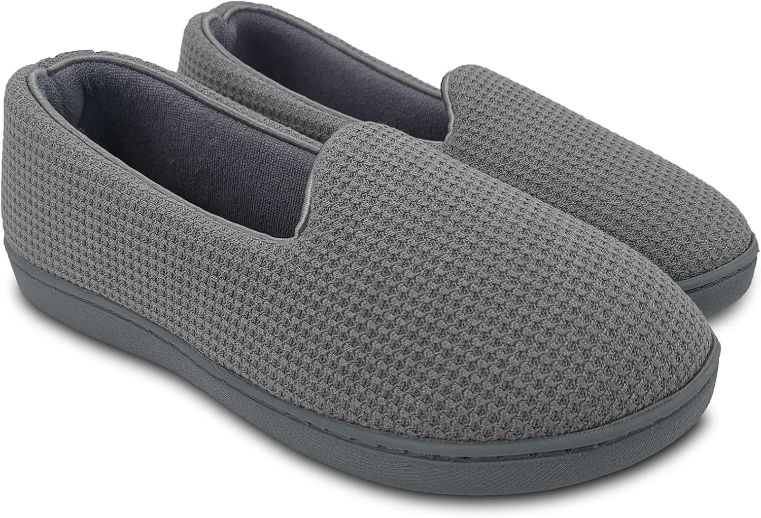 ofoot Womens Comfortable Memory Foam House Slippers Indoor Flat Shoes With Back Cotton Terry Cloth Lining Non Slip Soles